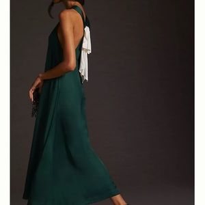 Anthropologie Maeve Bow-Back Halter-Neck Midi Dress